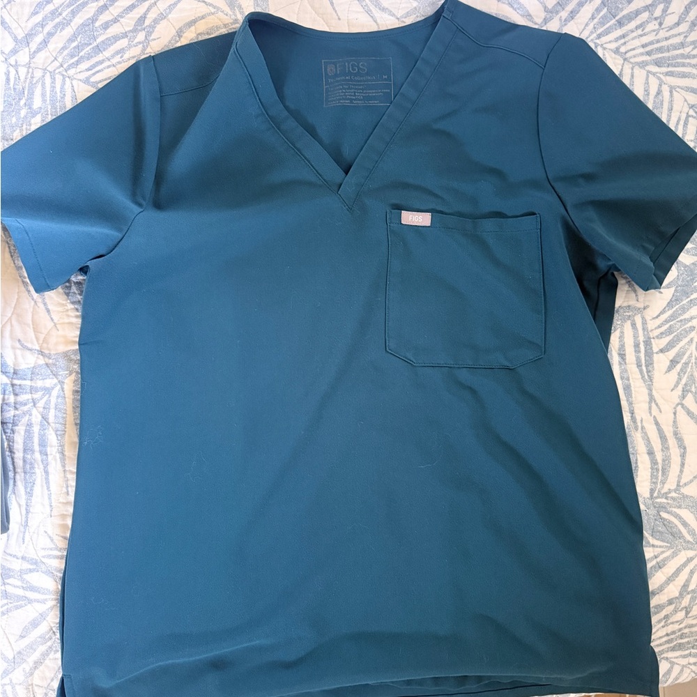 Figs Women's Teal V-Neck Medical Scrub Top